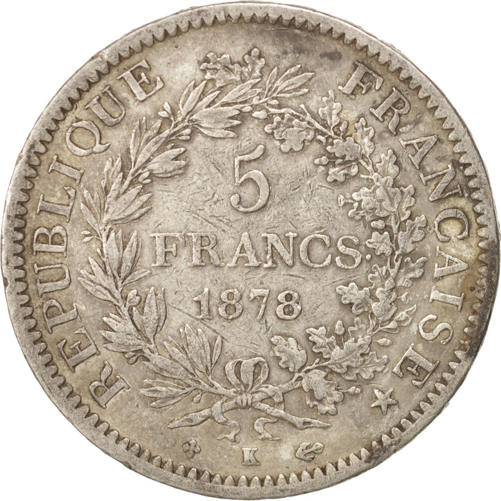 France, Hercule, 5 Francs, 1878, Bordeaux, Silver, KM:820.2, Gadoury:745a