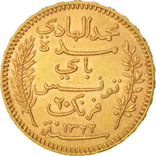 Tunisia, Muhammad al-Hadi Bey, 20 Francs, 1904, Paris, Gold, KM:234