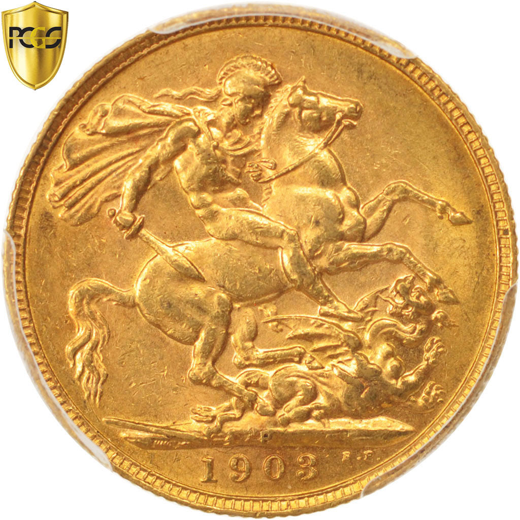 Coin, Australia, Edward VII, Sovereign, 1903, Perth, PCGS, AU58, AU(55-58)