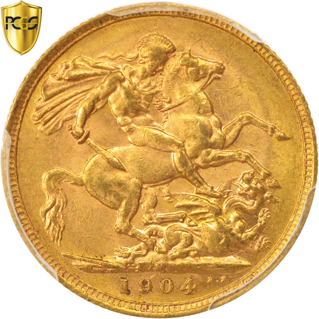 Coin, Australia, Edward VII, Sovereign, 1904, Melbourne, PCGS, AU58, AU(55-58)