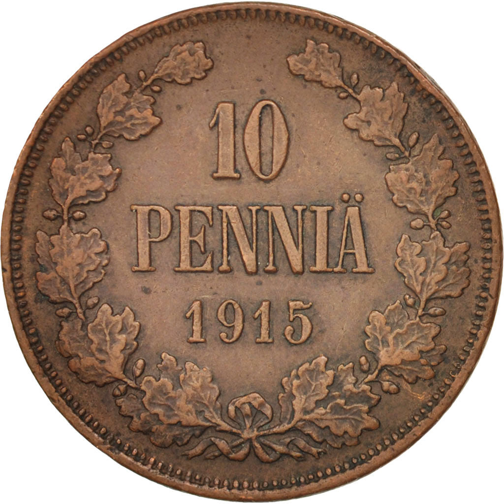 Münze, Finnland, Nicholas II, 10 Pennia, 1915, Helsinki, SS, Kupfer, KM:14