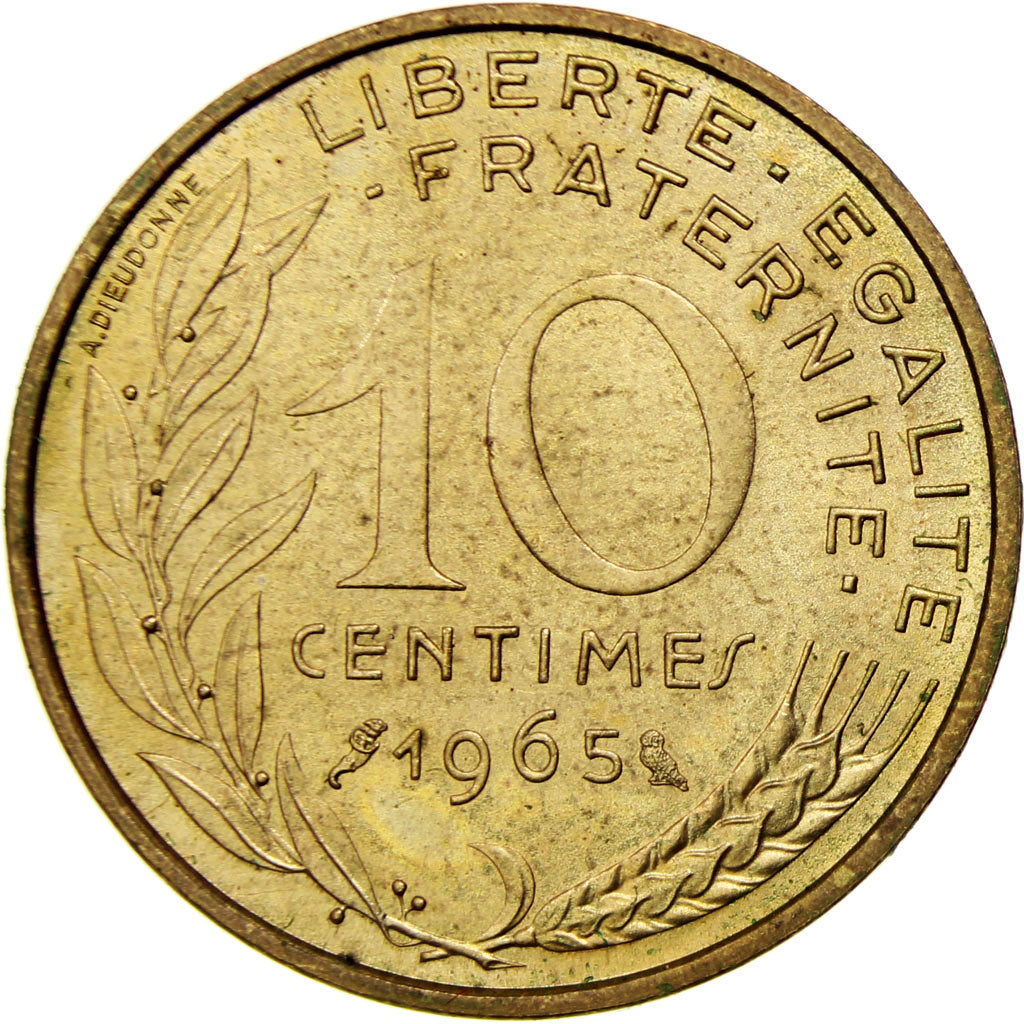 France, Marianne, 10 Centimes, 1965, Paris, MS(63), Aluminum-Bronze, KM:929