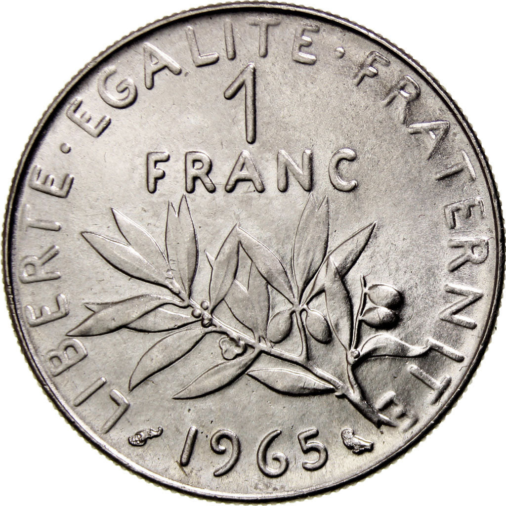 France, Semeuse, Franc, 1965, Paris, MS(63), Nickel, KM:925.1, Gadoury:474