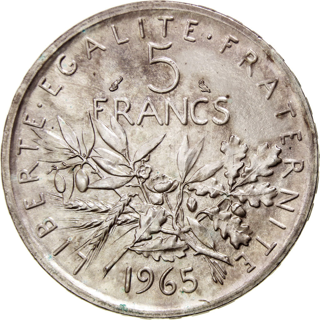 France, Semeuse, 5 Francs, 1965, Paris, MS(63), Sil Tranver, KM:926, Gadoury:770