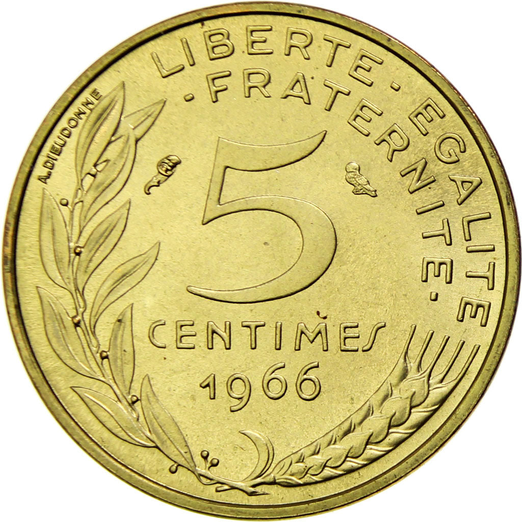 Coin, France, Marianne, 5 Centimes, 1966, Paris, MS(63), Aluminum-Bronze