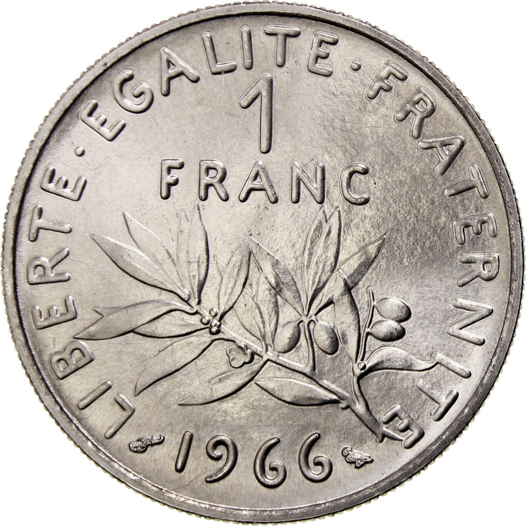 France, Semeuse, Franc, 1966, Paris, MS(63), Nickel, KM:925.1, Gadoury:474