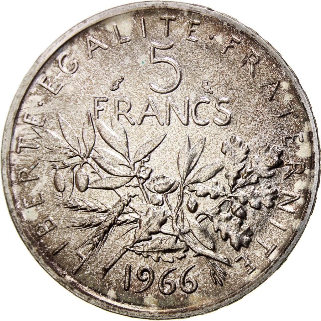 Frankreich, Semeuse, 5 Francs, 1966, Paris, UNZ, Silber, KM:926, Gadoury:770