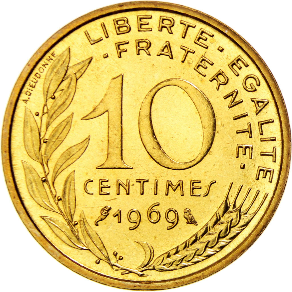 France, Marianne, 10 Centimes, 1969, Paris, MS(65-70), Aluminum-Bronze, KM:929