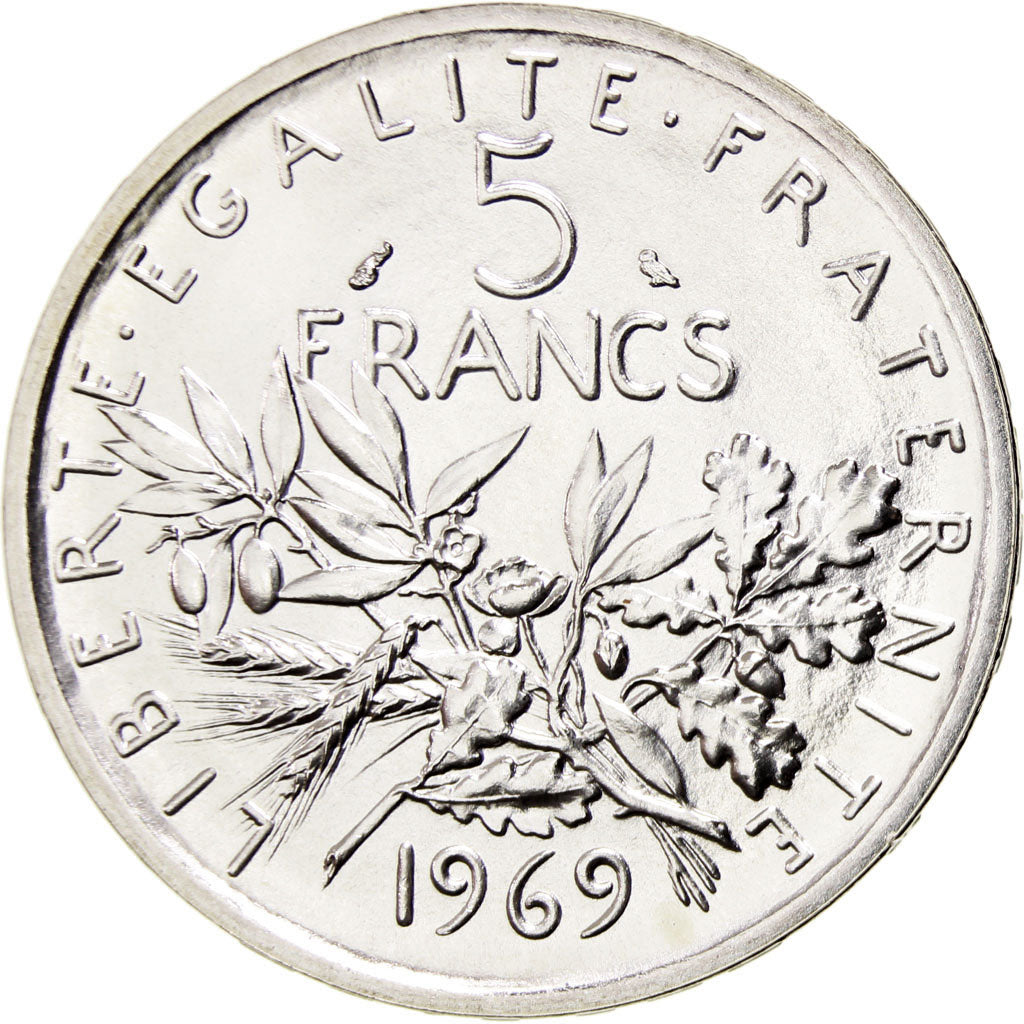 France, Semeuse, 5 Francs, 1969, Paris, MS(65-70), Silver, KM:926, Gadoury:770