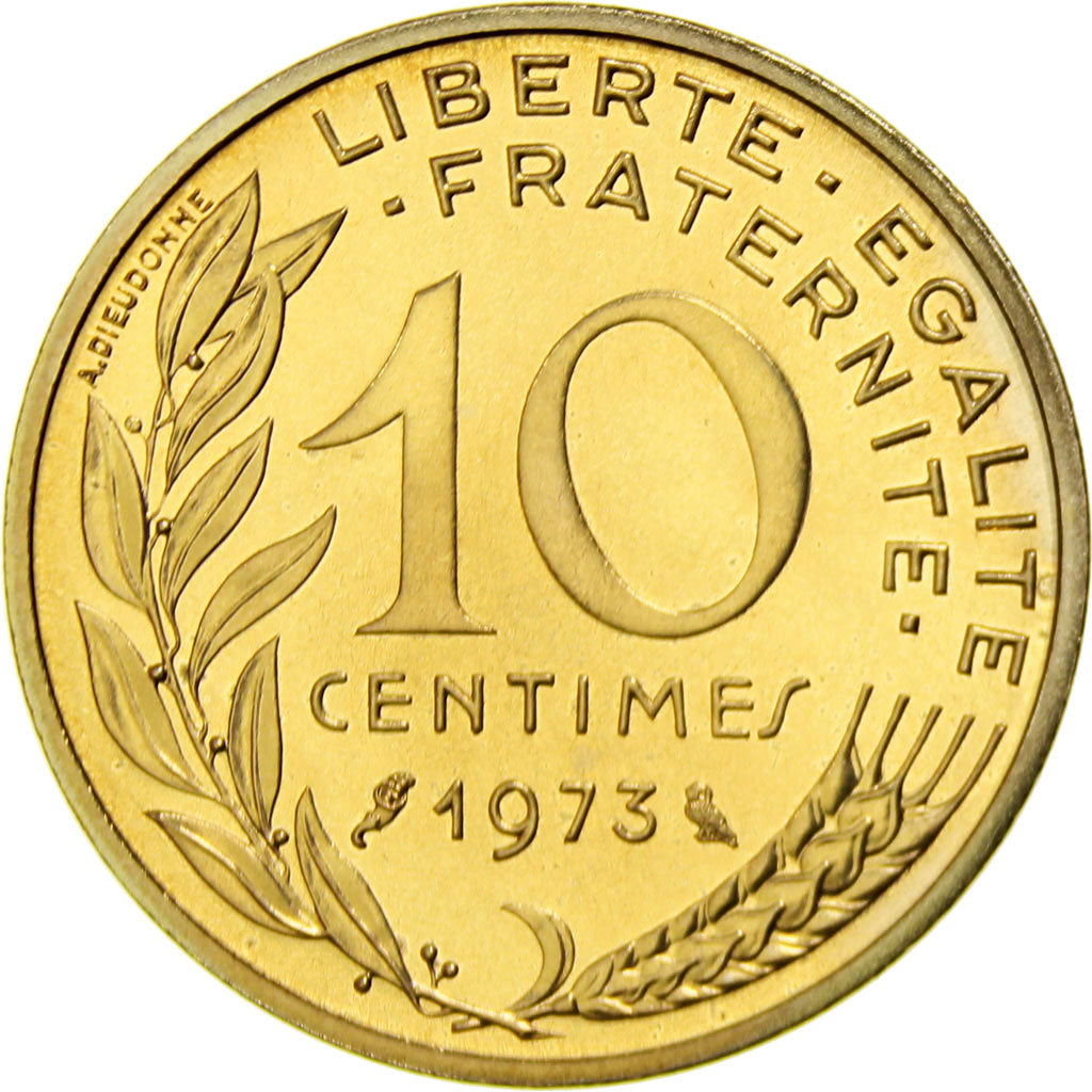Coin, France, Marianne, 10 Centimes, 1973, Paris, MS(65-70), Aluminum-Bronze