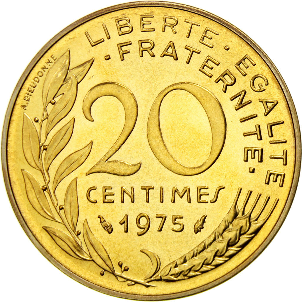 Coin, France, Marianne, 20 Centimes, 1975, Paris, MS(65-70), Aluminum-Bronze