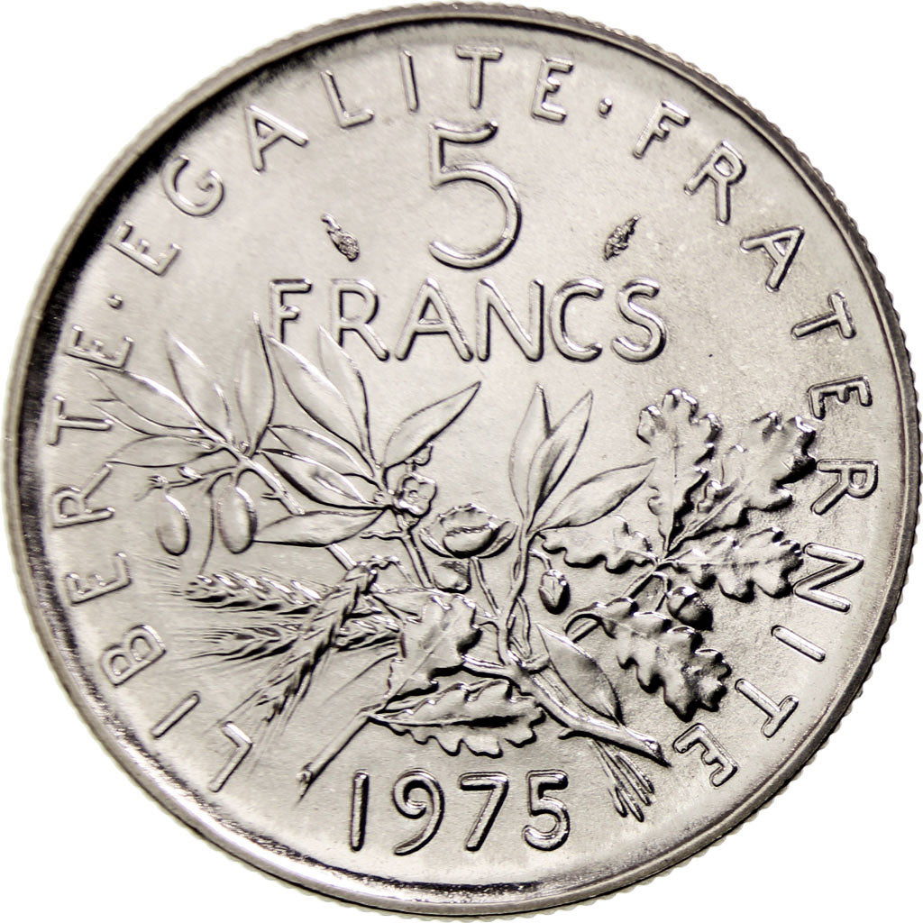 Coin, France, Semeuse, 5 Francs, 1975, Paris, MS(65-70), Nickel Clad
