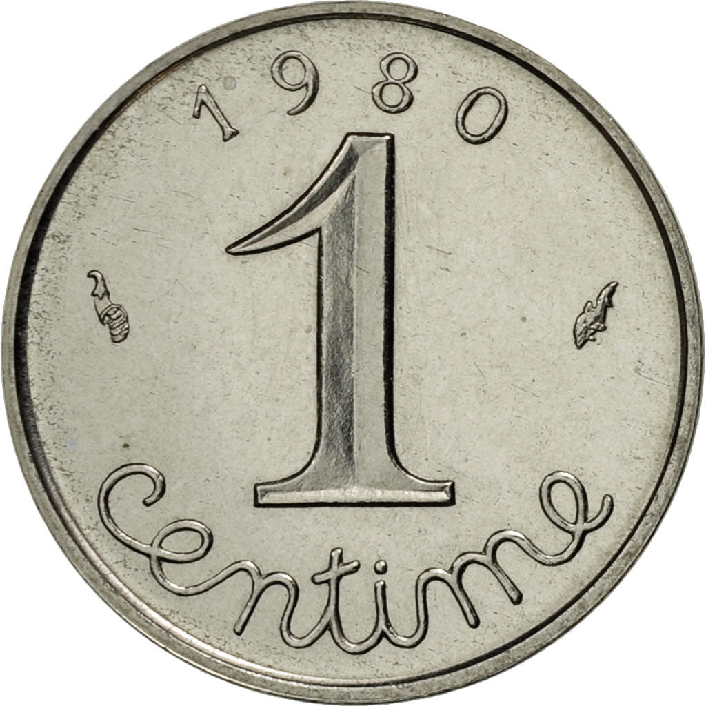 Moneta, Francja, Épi, Centime, 1980, Paris, MS(65-70), Stal nierdzewna, KM:928