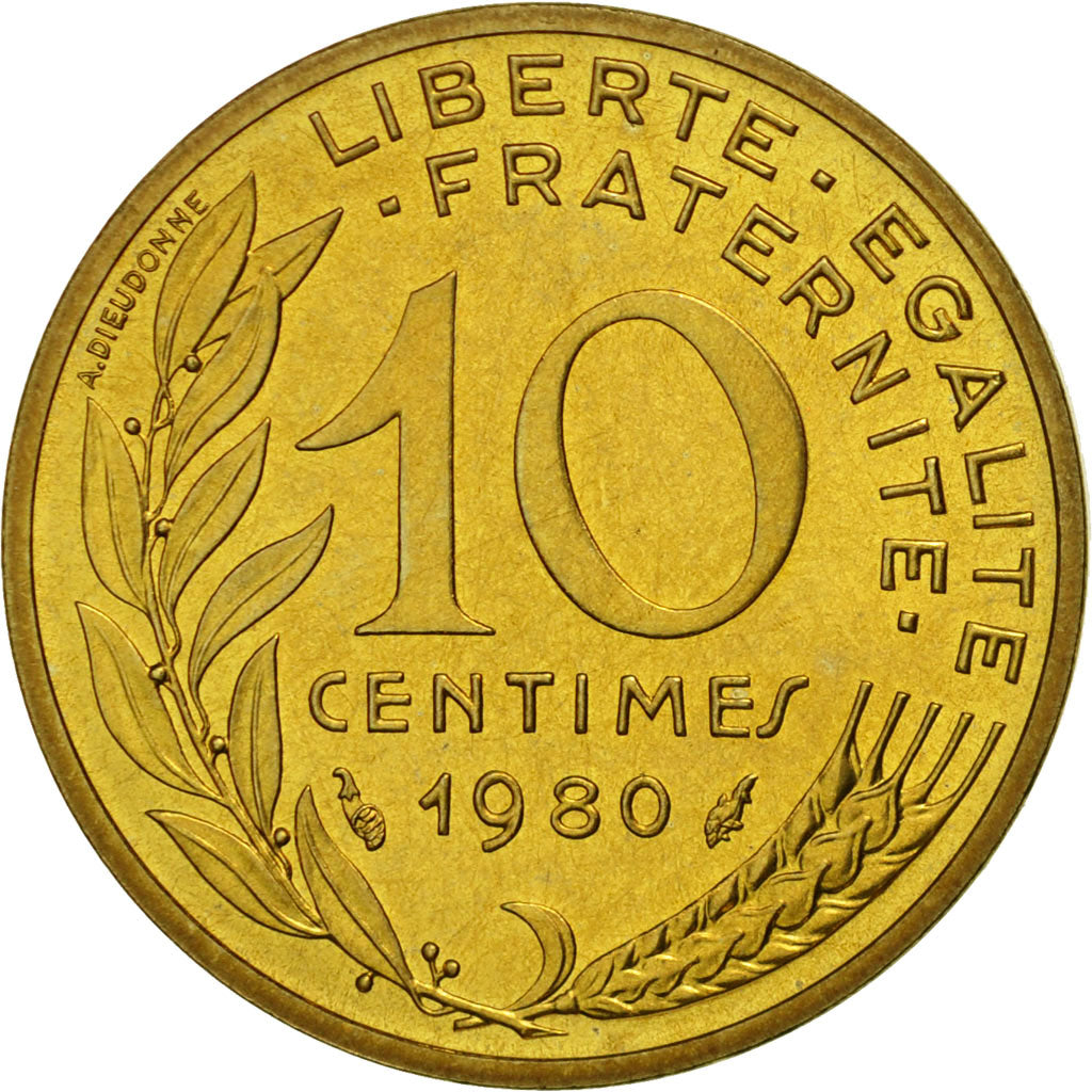 Coin, France, Marianne, 10 Centimes, 1980, Paris, MS(65-70), Aluminum-Bronze