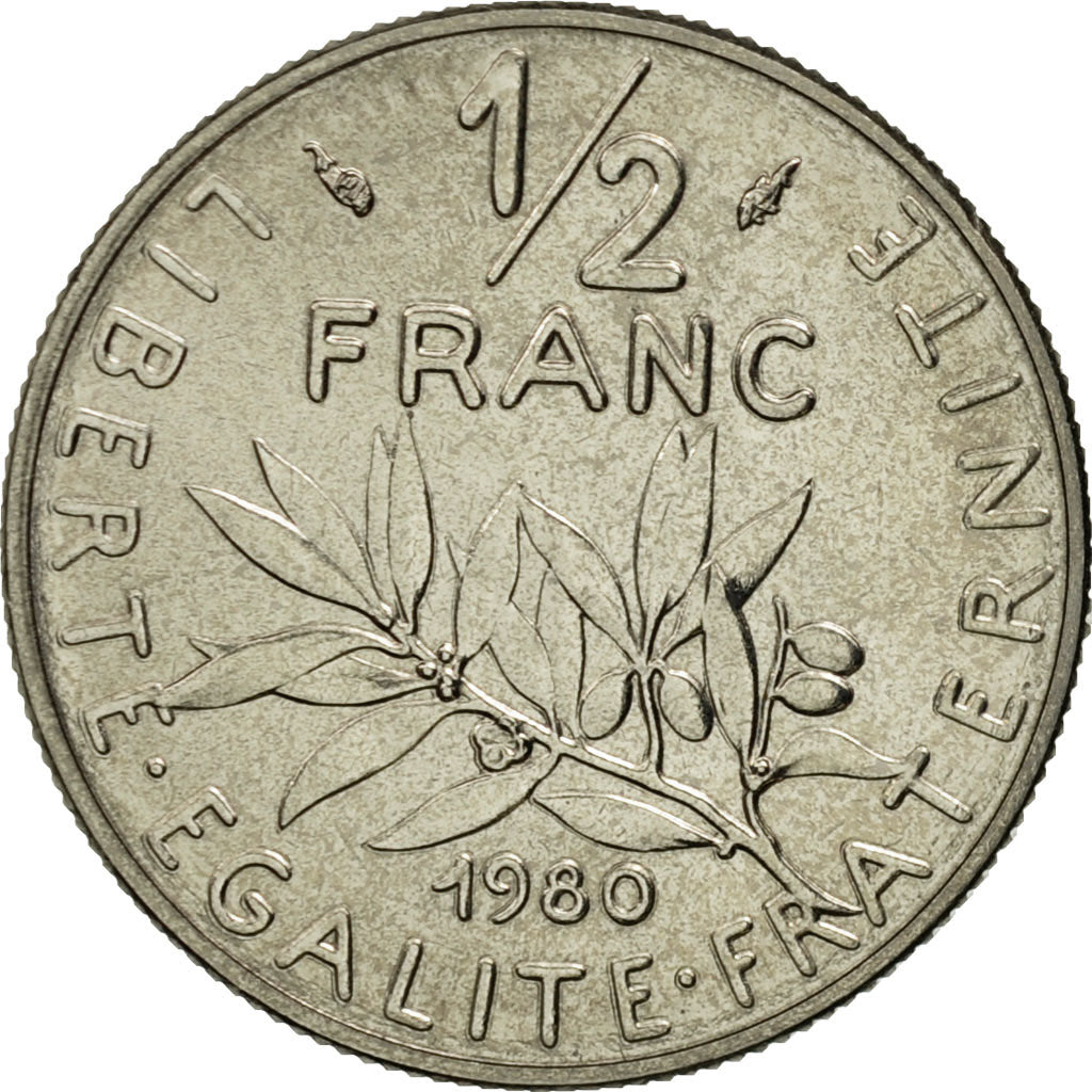 Monnaie, France, Semeuse, 1/2 Franc, 1980, Paris, FDC, Nickel, KM:931.1