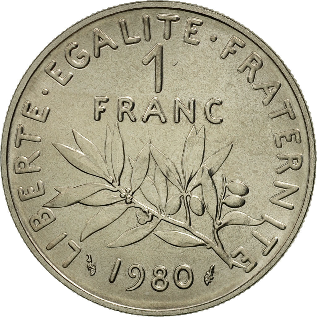 Coin, France, Semeuse, Franc, 1980, Paris, MS(65-70), Nickel, KM:925.1