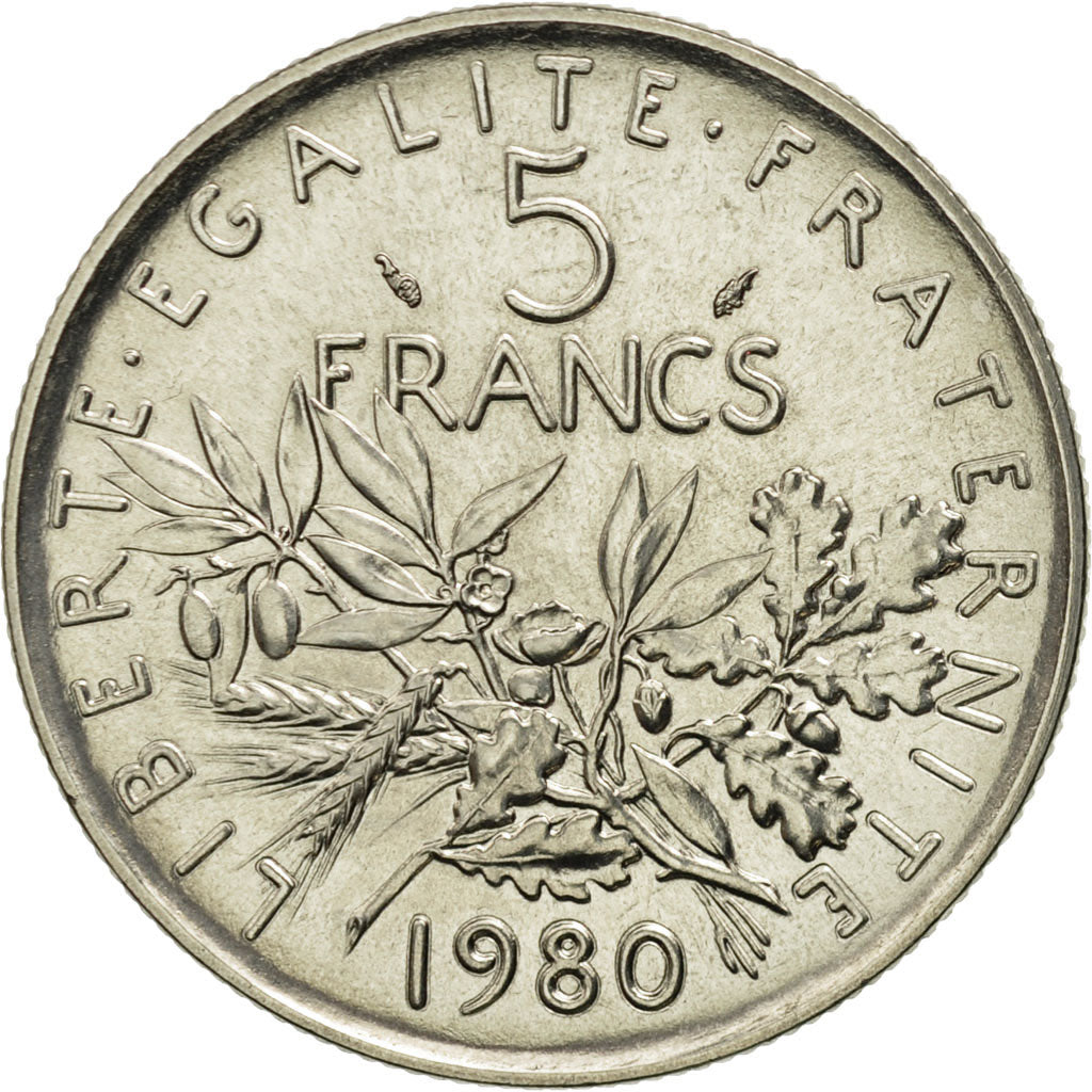 Coin, France, Semeuse, 5 Francs, 1980, Paris, MS(65-70), Nickel Clad