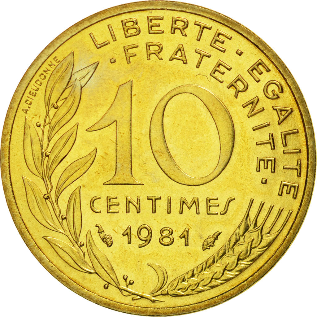 Moneta, Francia, Marianne, 10 Centimes, 1981, Paris, FDC, Alluminio-bronzo