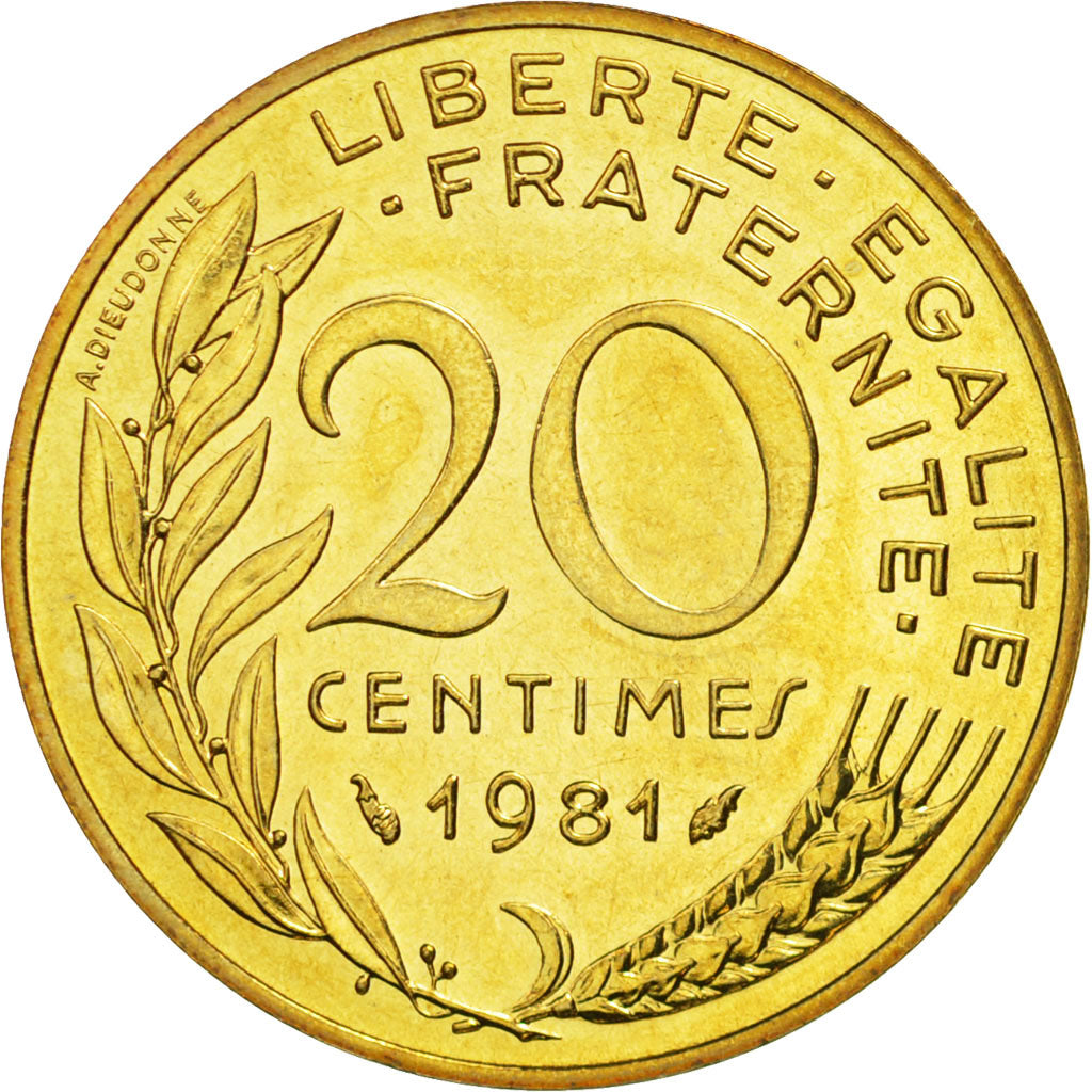 Moneda, Francia, Marianne, 20 Centimes, 1981, Paris, FDC, Aluminio - bronce