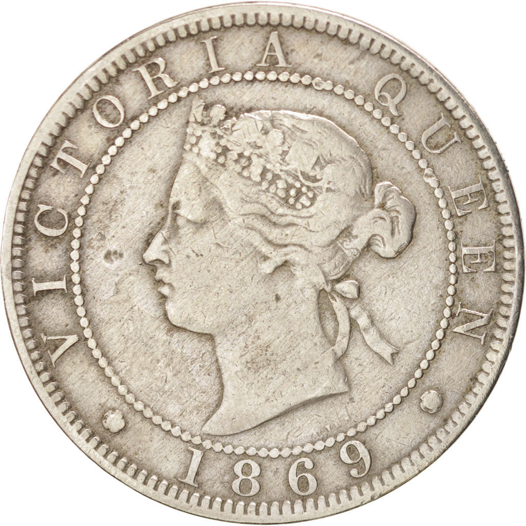 JAMAICA, Penny, 1869, Heaton, KM #17, EF(40-45), Copper-Nickel, 9.29