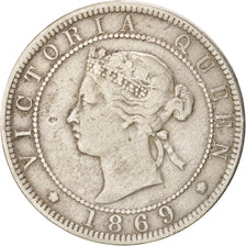 JAMAICA, Penny, 1869, Heaton, KM #17, EF(40-45), Copper-Nickel, 9.29