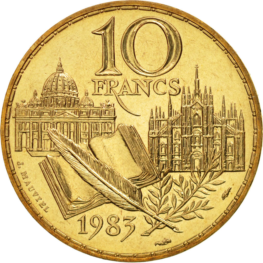 Coin, France, Stendhal, 10 Francs, 1983, Paris, MS(65-70), Nickel-Bronze
