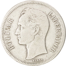 VENEZUELA, Gram 10, 2 Bolivares, 1935, KM #23, VF(30-35), Silver, 27, 9.75