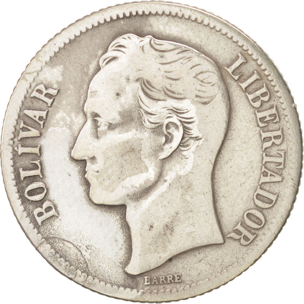 VENEZUELA, Gram 5, Bolivar, 1945, Philadelphia, KM #22a, VF(20-25), Silver, 23,.