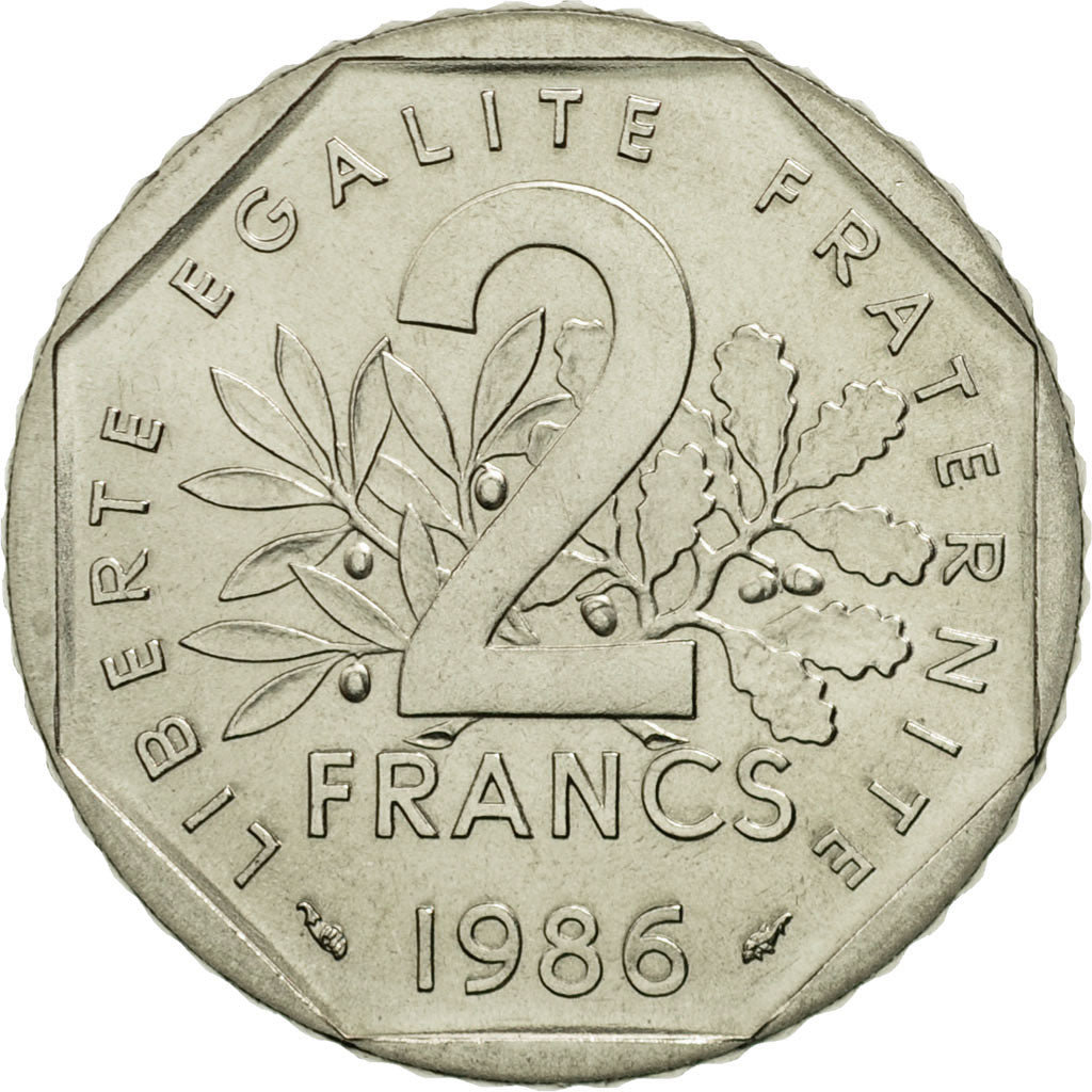 Moneta, Francja, Semeuse, 2 Francs, 1986, Paris, MS(65-70), Nikiel, KM:942.1