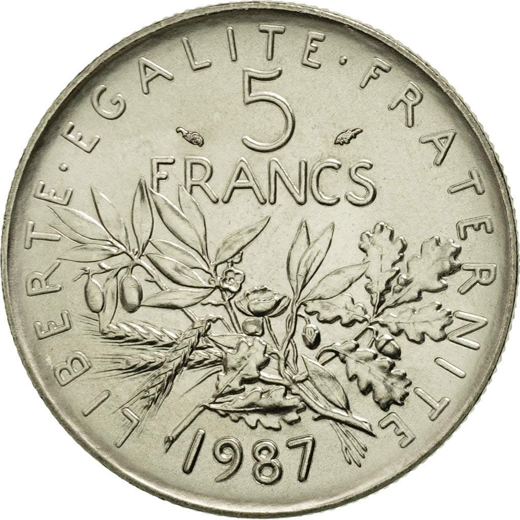 Coin, France, Semeuse, 5 Francs, 1987, Paris, MS(65-70), Nickel Clad