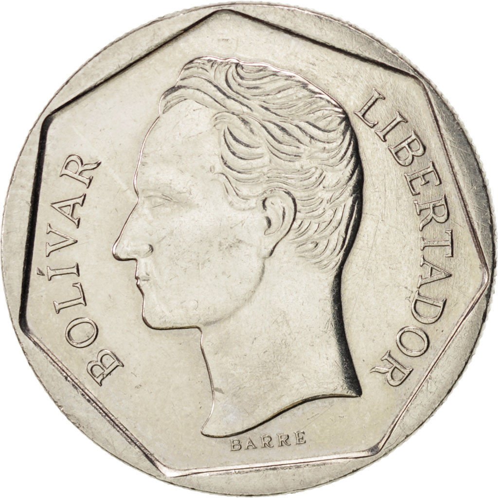 VENEZUELA, 50 Bolivares, 1998, KM #77.1, MS(60-62), Nickel Clad Steel, 6.55