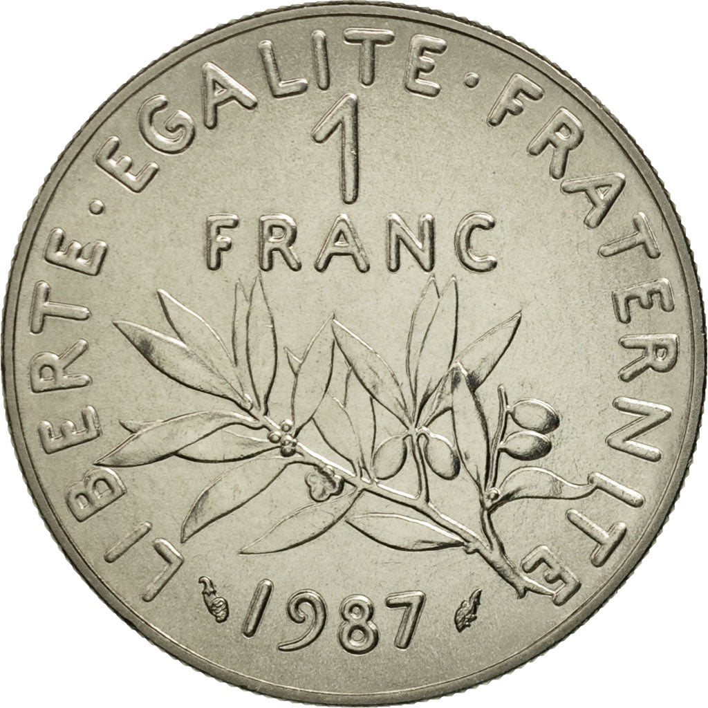 Coin, France, Semeuse, Franc, 1987, Paris, MS(65-70), Nickel, KM:925.1