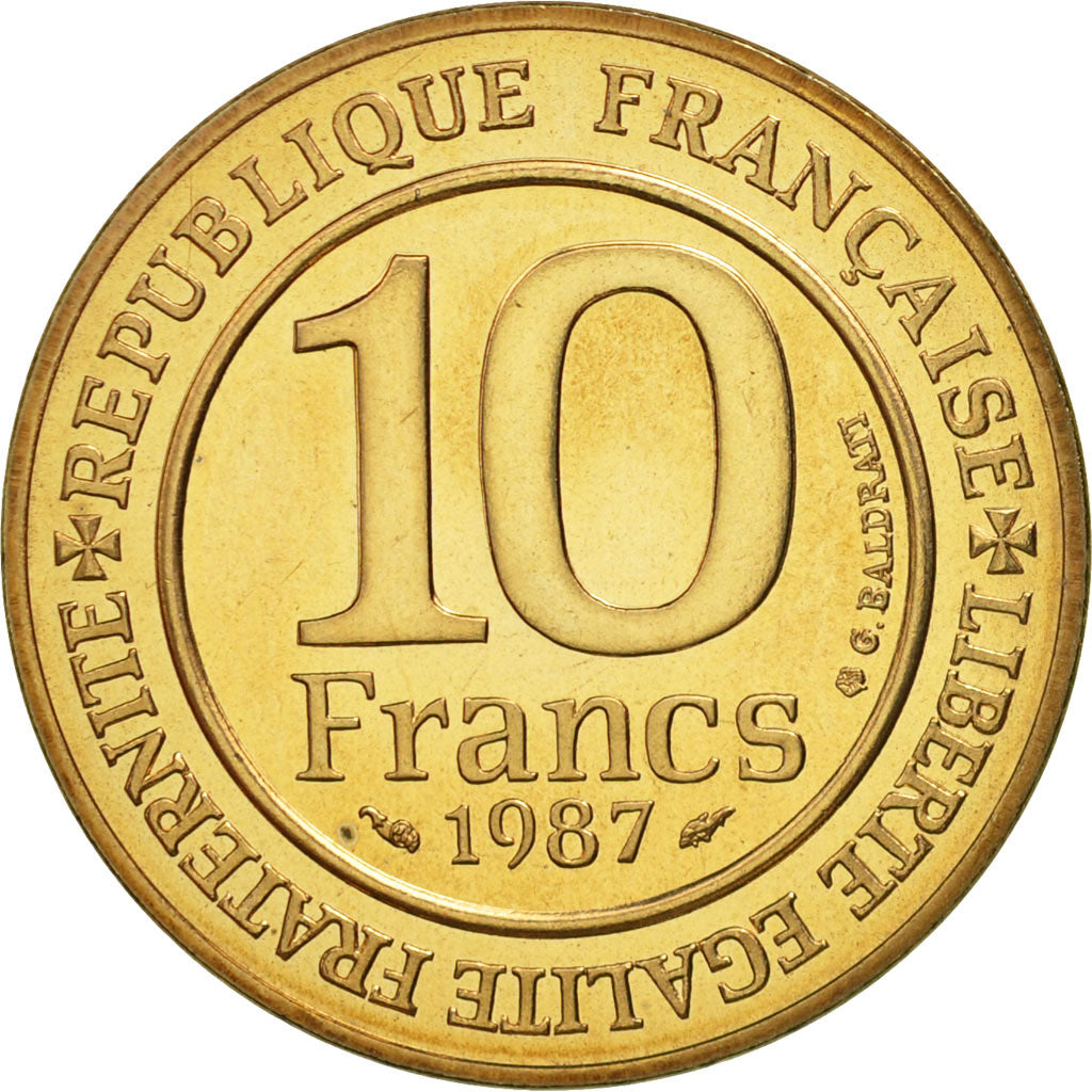 Coin, France, Hugues Capet, 10 Francs, 1987, Paris, MS(65-70), Silver, KM:961
