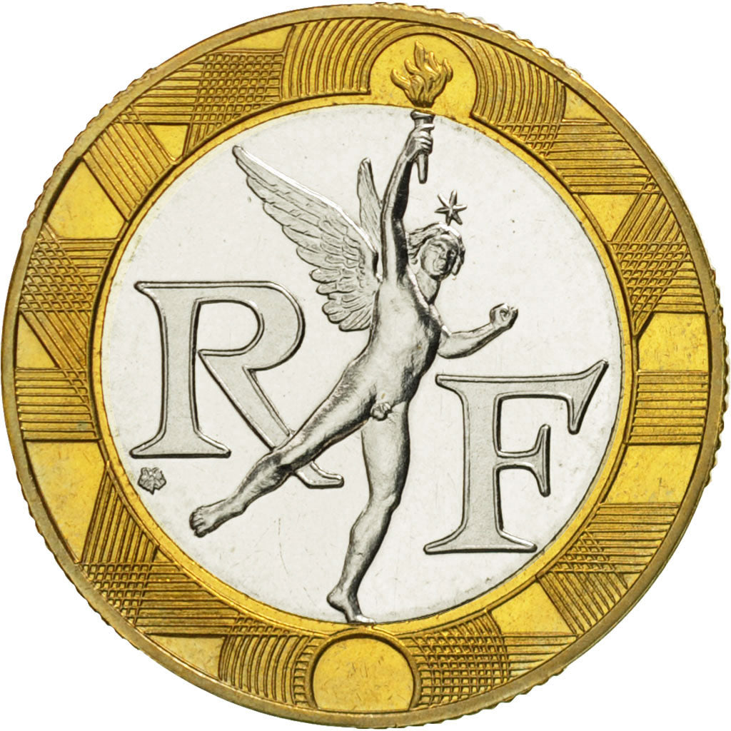 France, Génie, 10 Francs, 1988, Paris, MS(65-70), Bi-Metallic, KM:964.1