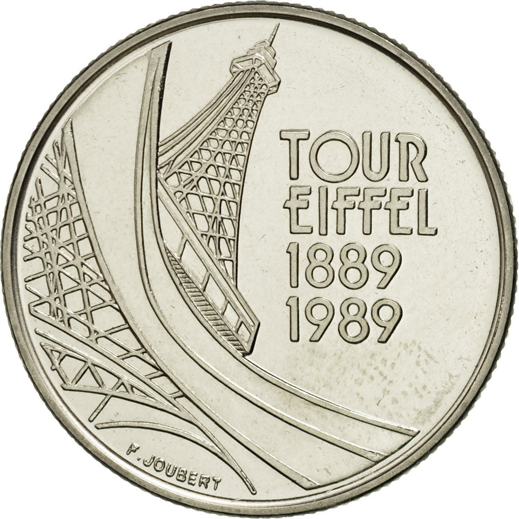 France, Tour Eiffel, 5 Francs, 1989, Paris, MS(65-70), Nickel, KM:968
