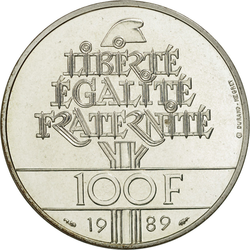 France, Droits de l'Homme, 100 Francs, 1989, Paris, MS(65-70), Silver, KM:970