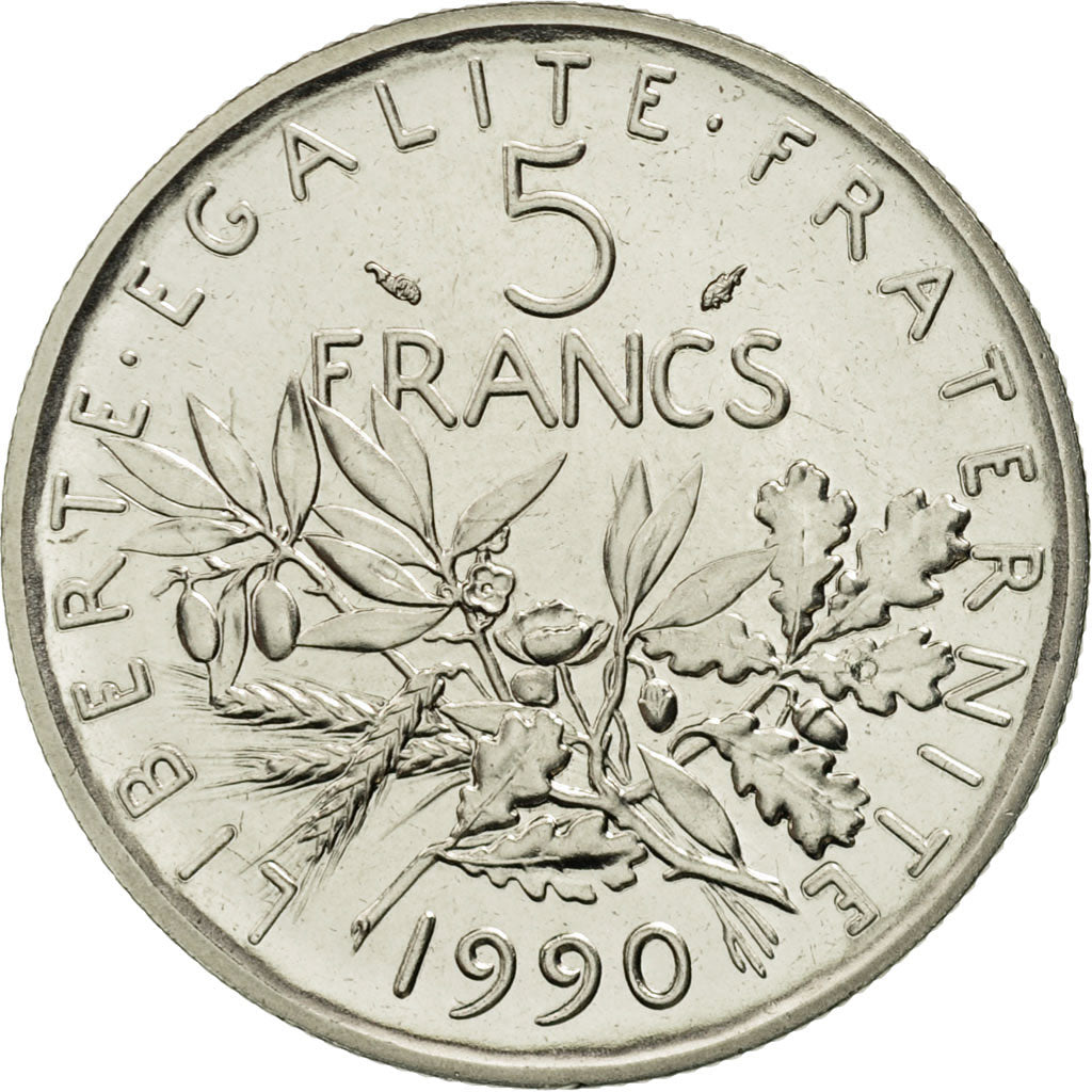 Coin, France, Semeuse, 5 Francs, 1990, Paris, MS(65-70), Nickel Clad