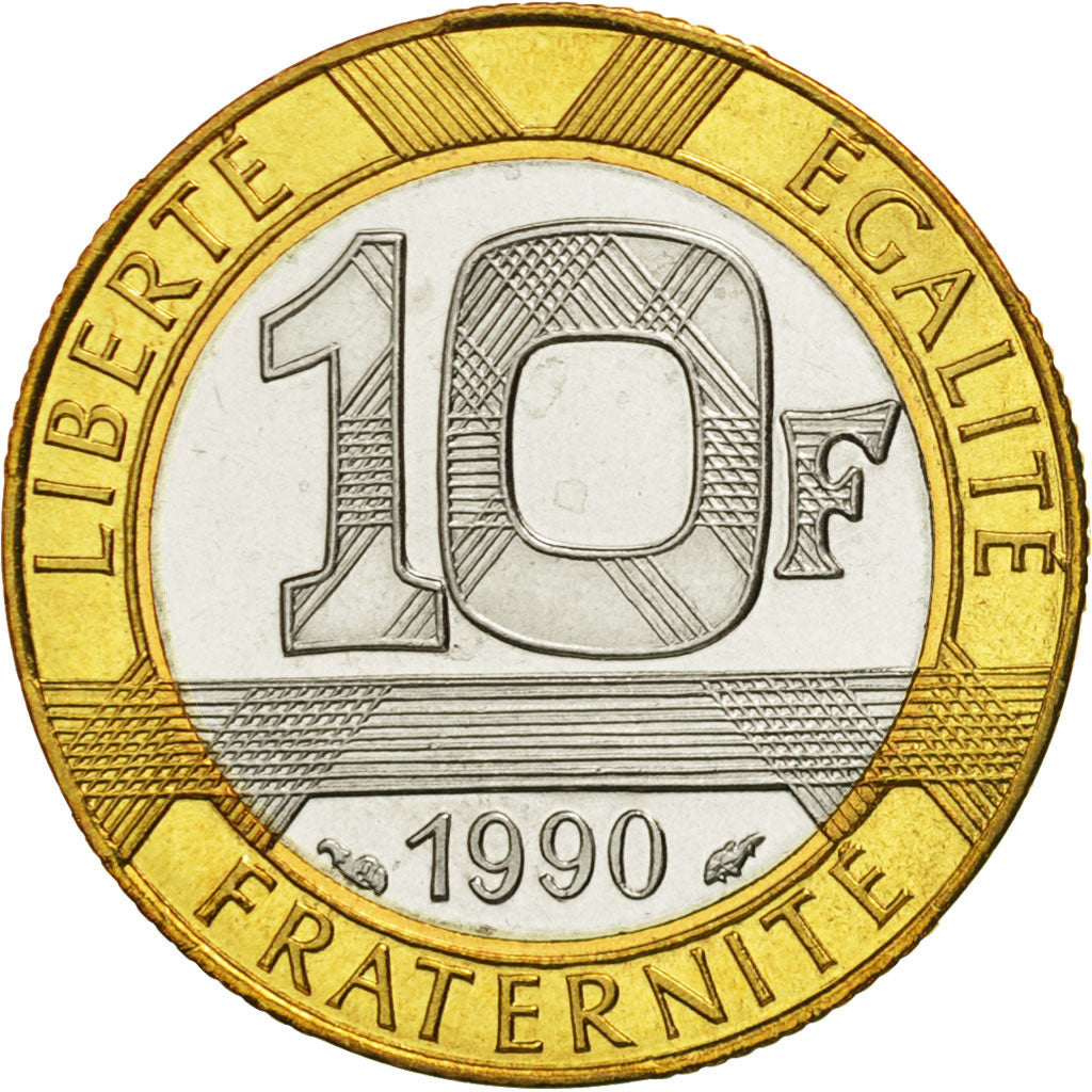 France, Génie, 10 Francs, 1990, Paris, MS(65-70), Bi-Metallic, KM:964.1
