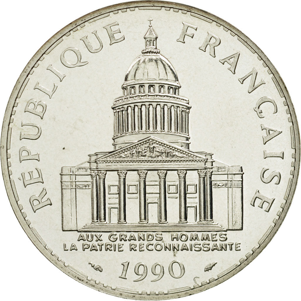 Munten, Frankrijk, Panthéon, 100 Francs, 1990, Paris, FDC, Zilver, KM:951.1