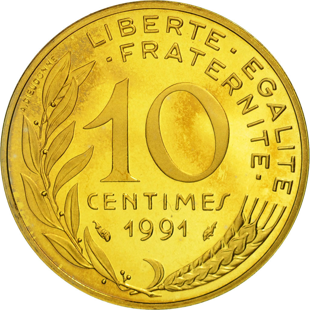 Coin, France, Marianne, 10 Centimes, 1991, Paris, MS(65-70), Aluminum-Bronze