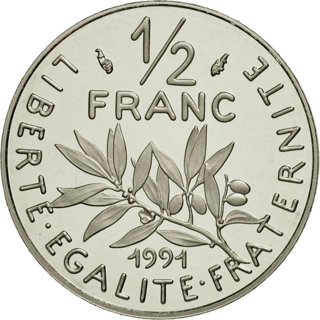 Coin, France, Semeuse, 1/2 Franc, 1991, Paris, MS(65-70), Nickel, KM:931.1