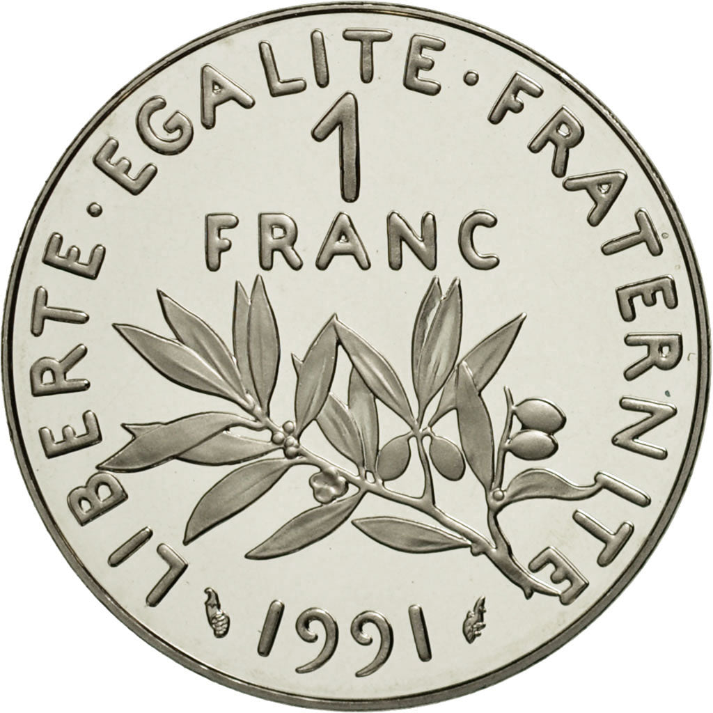 Moneta, Francia, Semeuse, Franc, 1991, Paris, FDC, Nichel, KM:925.1