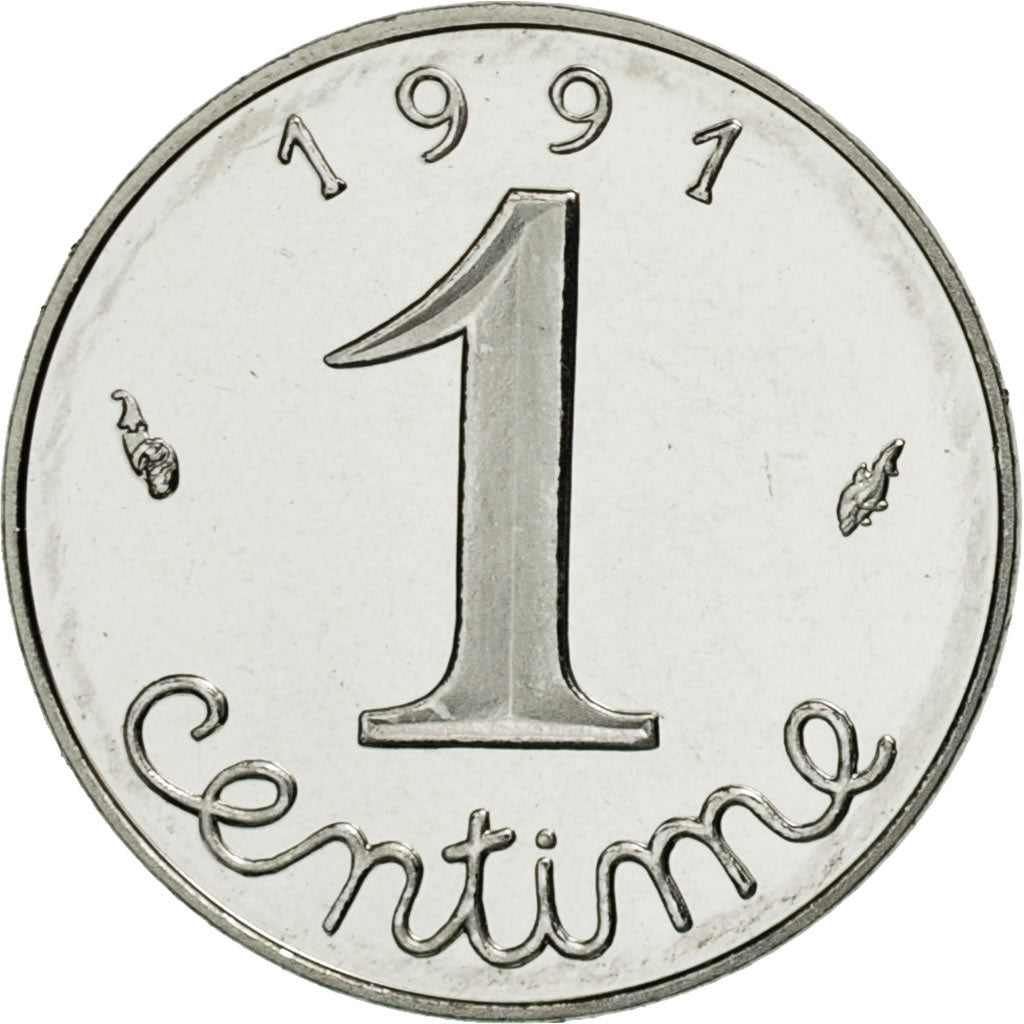 France, Épi, Centime, 1991, Paris, FDC, Stainless Steel, KM:928, Gadoury:91b