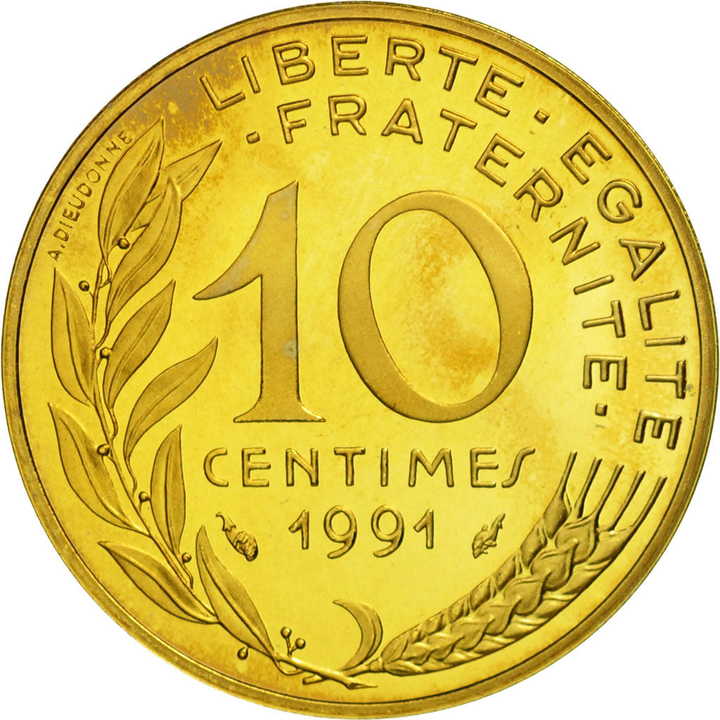 France, Marianne, 10 Centimes, 1991, Paris, FDC, Aluminum-Bronze, KM:929