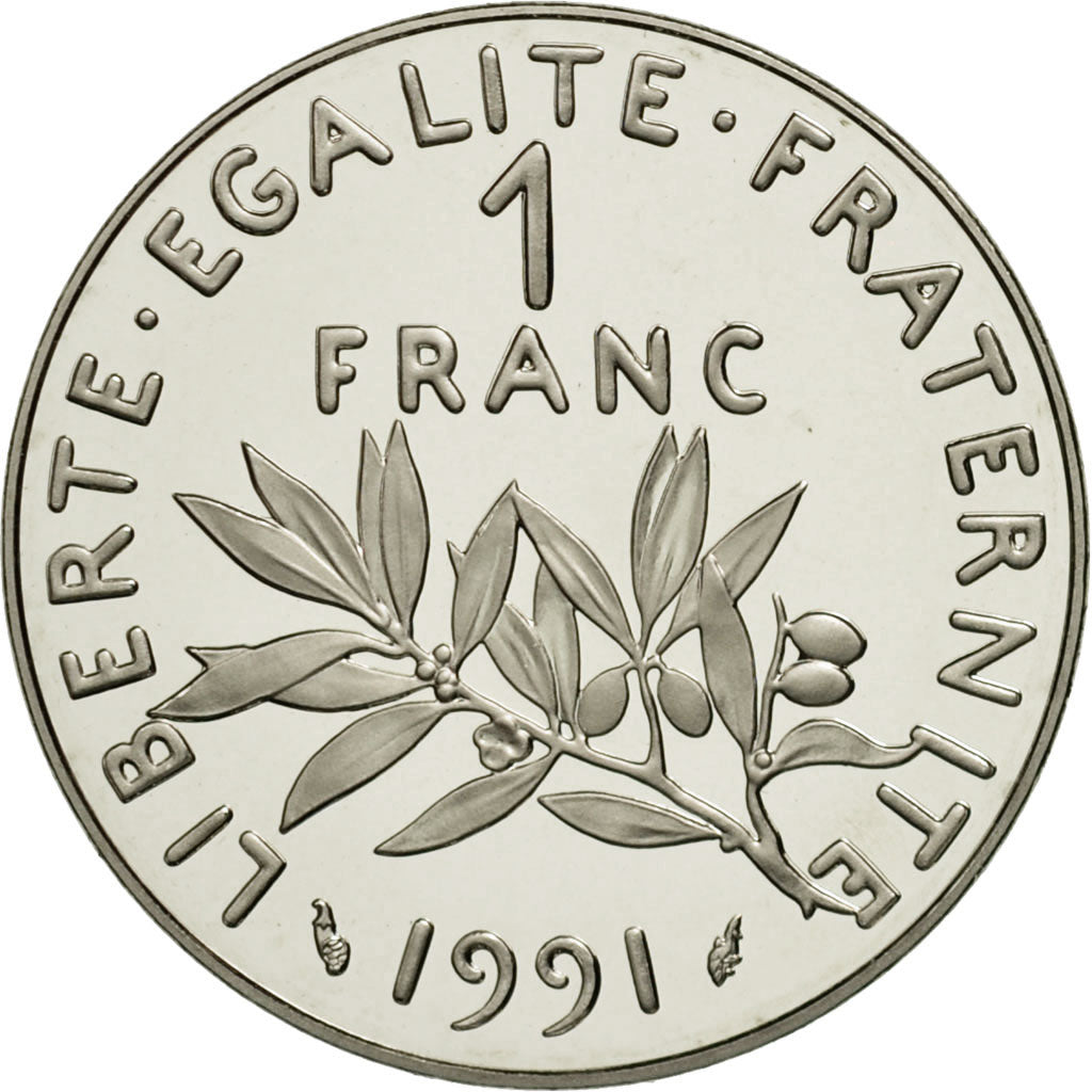 Coin, France, Semeuse, Franc, 1991, Paris, MS(65-70), Nickel, KM:925.1