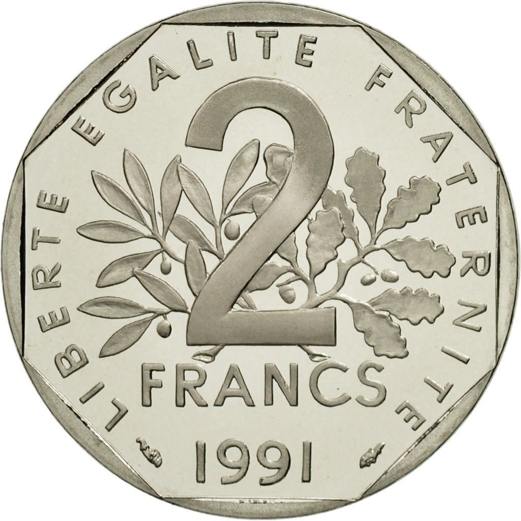 Coin, France, Semeuse, 2 Francs, 1991, Paris, MS(65-70), Nickel, KM:942.2