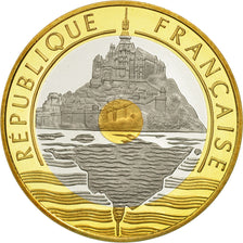 Moneta, Francia, Mont Saint Michel, 20 Francs, 1994, Paris, FDC, Tri-metallico
