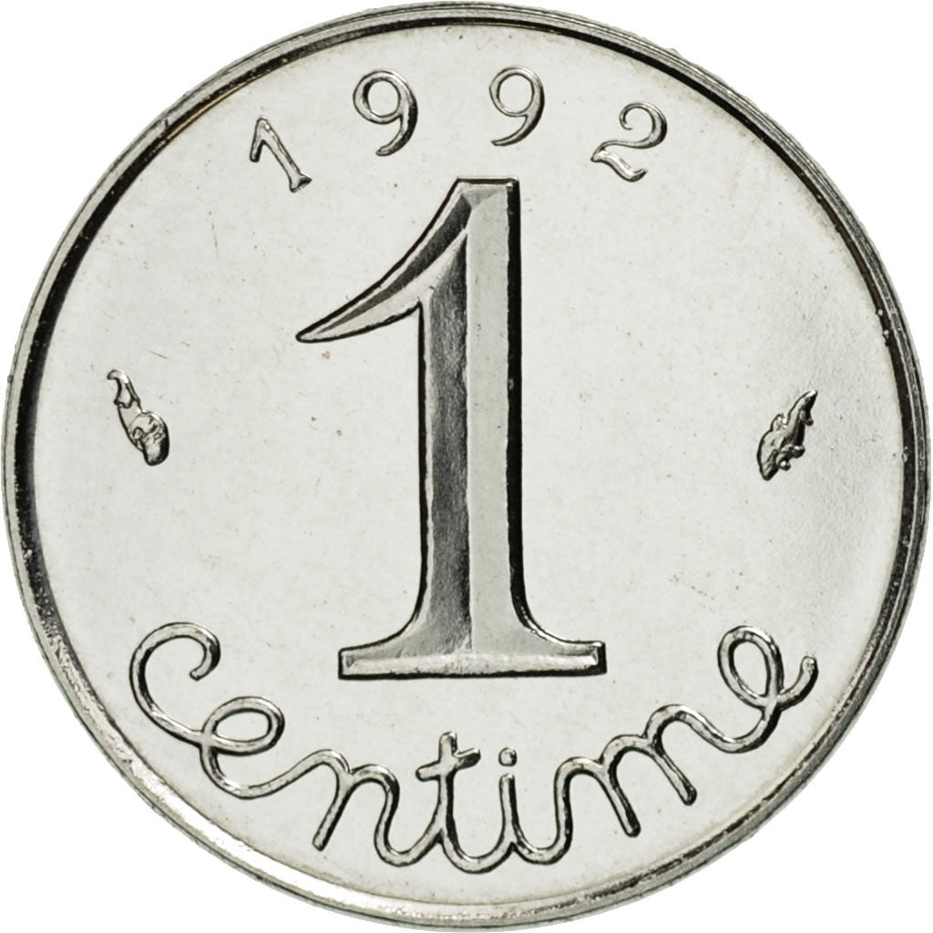 France, Épi, Centime, 1992, Paris, MS(65-70), Stainless Steel, KM:928