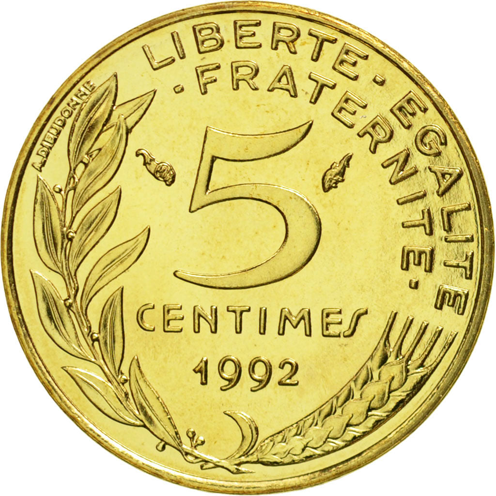 Coin, France, Marianne, 5 Centimes, 1992, Paris, MS(65-70), Aluminum-Bronze