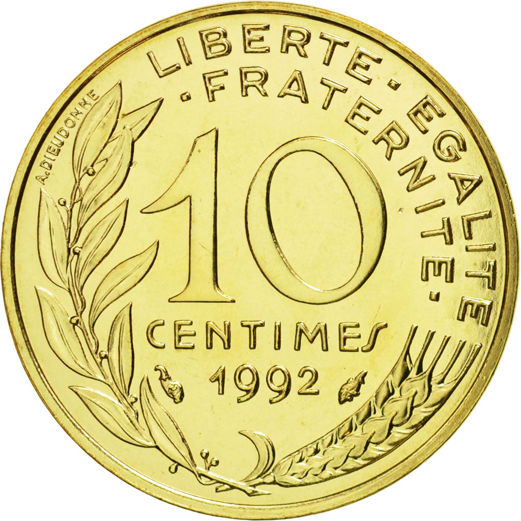 Coin, France, Marianne, 10 Centimes, 1992, Paris, MS(65-70), Aluminum-Bronze